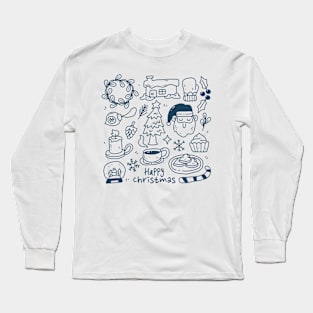 Christmas Doodle Theme Long Sleeve T-Shirt